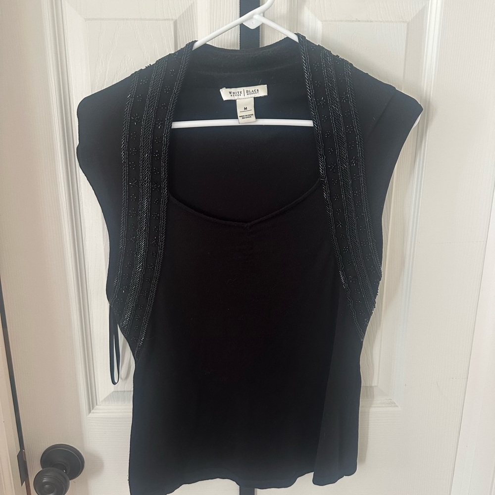 White House Black Market Black Sweater with Beading detail